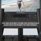 NordicTrack AirGlide 16 black elliptical machine with touchscreen display showing woman jogging on beach, featuring built-in 