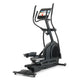 Black NordicTrack AirGlide 14i elliptical machine with digital display console and dual handles, on white background