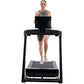 Woman wearing gray tank top and brown shorts running on black NordicTrack treadmill with digital display, shown from front on