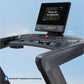 Black NordicTrack treadmill with tilting 10-inch touchscreen, dual cup holders, AutoBreeze fan, and dual 2-inch speakers, dis