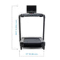 NordicTrack Commercial 1750 treadmill with black running deck, dual uprights, display monitor, and dimension measurements sho
