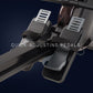 NordicTrack RW600 rowing machine pedals with white footplates, black straps, and black foot platform on dark blue background