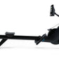 Black NordicTrack RW700 rowing machine with digital display monitor, adjustable seat, and resistance mechanism on white backg