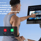 Man in gray tank top using NordicTrack RW900 rowing machine with 24" HD pivoting touchscreen displaying iFIT Pro workout cont