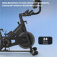Black NordicTrack stationary exercise bike with curved handlebars and large pedal wheel against blue background