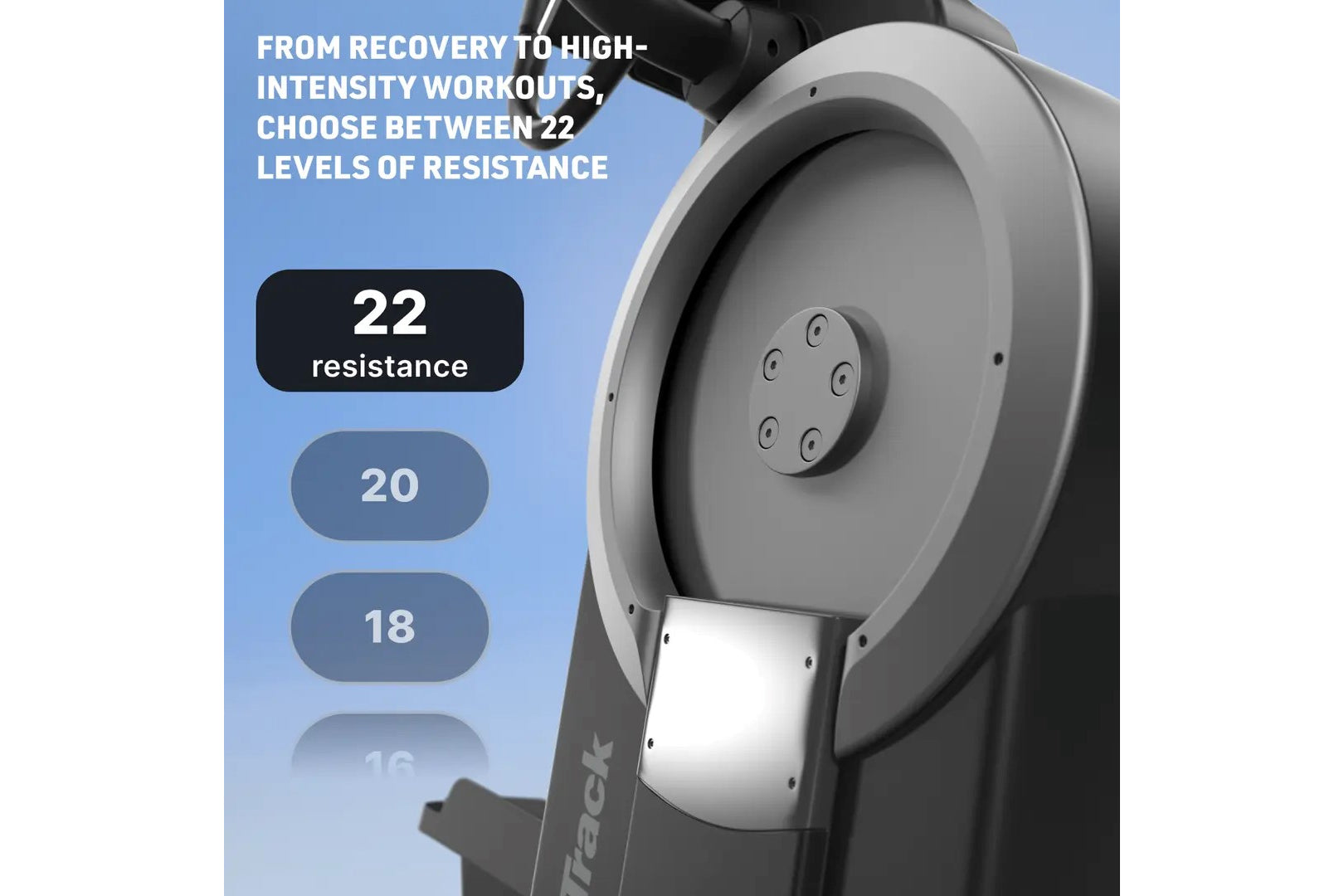 NordicTrack Step Climber with gray and black design showing 22 resistance levels displayed on blue background