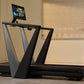 NordicTrack Ultra 3 treadmill with black frame and dual angled side rails, featuring mounted tablet display showing streaming