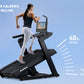 Woman running on black NordicTrack incline treadmill with screen display, white background, demonstrating 40% incline feature