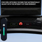 Black treadmill with digital display, control panel featuring green Start button, red emergency stop button, and speed contro