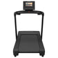 Black NordicTrack T-Series 10 treadmill with digital display console showing workout scene, displayed on white background