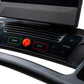 Black treadmill console with green START button, red stop button, and speed controls on white background