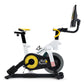 NordicTrack Tour de France stationary bike with white frame, black and yellow accents, yellow resistance wheel, and digital d