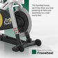 NordicTrack Tour de France indoor exercise bike with white frame, black flywheel, and Tour de France graphics on side panel