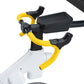 NordicTrack Tour de France indoor bike with white frame, black seat and handlebars, yellow handlebar tape, and black display 