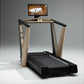 NordicTrack Ultra 1 treadmill with black running belt, tan and black frame, touchscreen display showing outdoor running scene