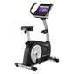 NordicTrack VU 29 upright exercise bike with black and gray frame, digital display console, and pedals on white background