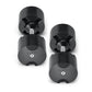 Pair of black NÜOBELL adjustable dumbbells with textured rubber grip and metal handles on white background