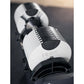 NÜOBELL 80lb adjustable dumbbell in white and black with metal weight plates and adjustment mechanism, shown on dark surface