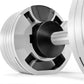 NÜOBELL 80lb adjustable dumbbells in ash gray with black accents, showing weight plates and connector mechanism on white back