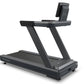 Octane OC160 black treadmill with 16-inch touch console mounted on angled frame, shown on white background