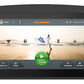 Black tablet displaying Octane fitness app interface with beach running scene, workout program icons, and quick start button