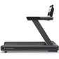 Octane OC220 dark gray treadmill with integrated smartphone holder on angled arm, on white background