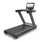 Black and gray Octane OC220 treadmill with digital display console showing workout interface, on white background