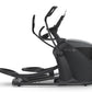 Black Octane Q47xi home elliptical with dual handlebars and extended footpedals on white background