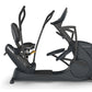 Black recumbent elliptical machine with dual handles and foot pedals, displayed on white background
