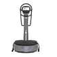 Power Plate My7 vibration plate trainer with gray base, vertical column, black handles, and digital display screen on white b