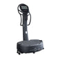 Black Power Plate My8 vibration plate fitness machine with digital display console and handle bars, on white background