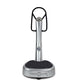 Power Plate My5 vibration trainer with silver metal column, black handles, and circular base on white background