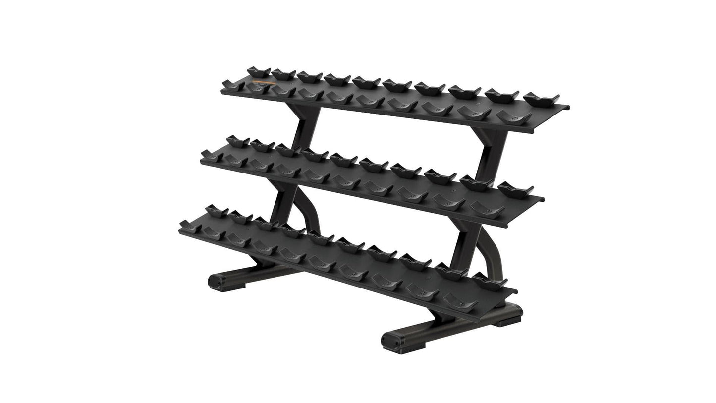 Precor Discovery Series 3 Tier, 15 Pair Dumbbell Rack (DBR0815) - Top Fitness Store