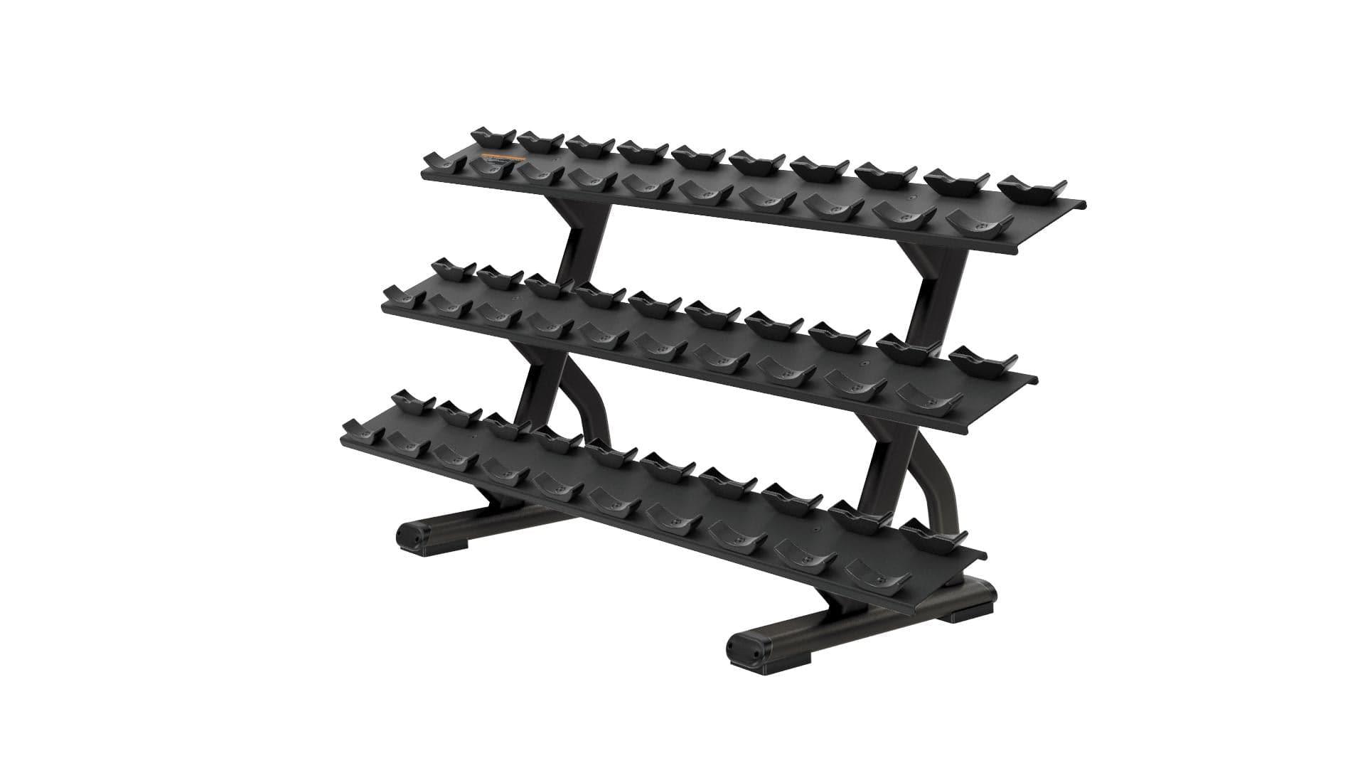 Precor Discovery Series 3 Tier, 15 Pair Dumbbell Rack (DBR0815) Weight Storage Precor Black