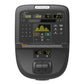 Precor EFX 535 elliptical machine with black frame, digital console displaying workout metrics in yellow text, numeric keypad