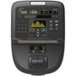 Precor EFX 600 elliptical machine console display with yellow metrics and controls on white background