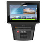 Precor exercise machine with black base and touchscreen console displaying workout activities including HIIT and rolling hill