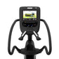 Black Precor EFX 863 elliptical machine with dual handles, foot pedals, and digital console display showing workout interface