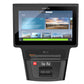 Precor exercise machine with black frame and touchscreen display showing HIIT workout content and green quickstart button