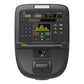 Precor RBK 800 recumbent exercise bike with black frame, digital display showing speed, calories, and heart rate, numeric key