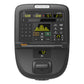 Precor RBK 835 recumbent exercise bike with P31 console displaying digital readouts and yellow-green dot matrix display showi