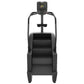 Black Precor SCL 835 stair climber with digital console, handrails, and stepped platform on white background