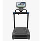 Black Precor Breakaway treadmill with blue hand grips, black running deck, and digital display console mounted on vertical po