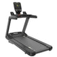 Black treadmill with digital display