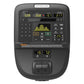 Precor TRM 800 treadmill console with digital display showing metrics, numeric keypad, and control buttons on white backgroun