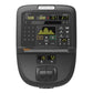 Precor TRM 835 treadmill console with digital display showing workout metrics, numeric keypad, and control buttons on black b