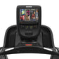 Precor TRM 865 black treadmill with digital display console showing workout programs and metrics on white background