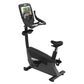 Precor UBK 800 upright exercise bike with black frame, padded seat, handlebars, and digital console display on white backgrou