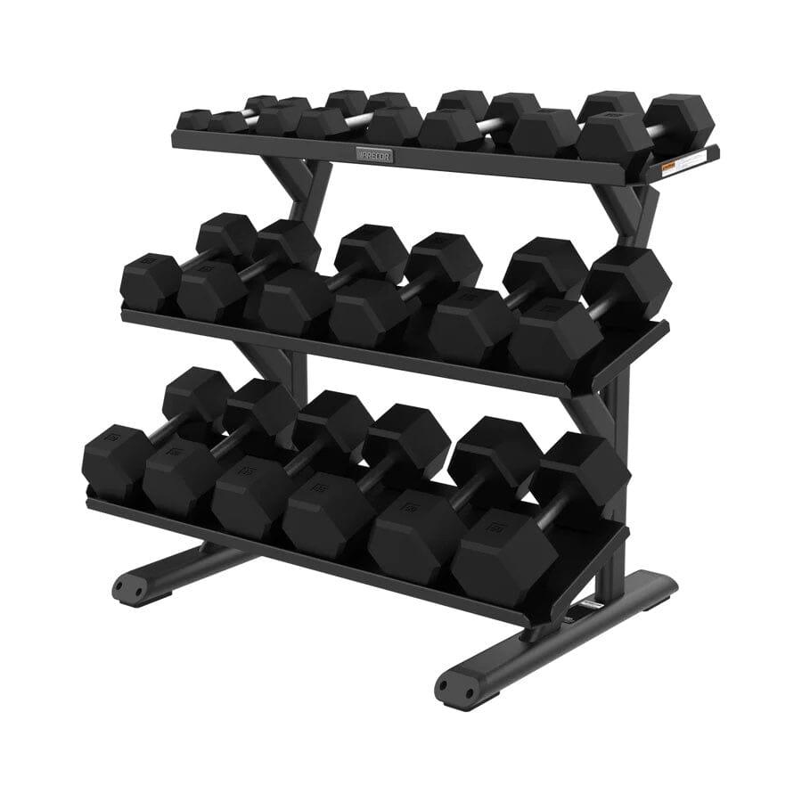 Precor Vitality Series 3 - Tier, 10 - Pair, Flat Tray Dumbbell Rack (VBR 6804) - Top Fitness Store