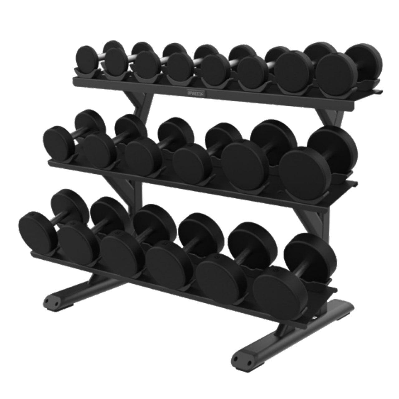 Precor Vitality Series 3 - Tier, 10 - Pair, Saddle Tray Dumbbell Rack (VBR 6814) - Top Fitness Store